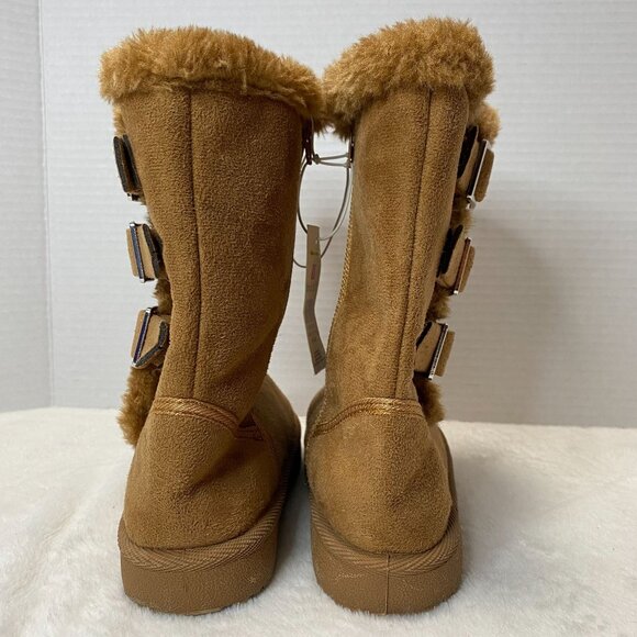Little Girl's Bobbie Brooks Tan Faux Suede Faux Fur- Lined Size L(2/3) Boots Buc - Picture 5 of 9